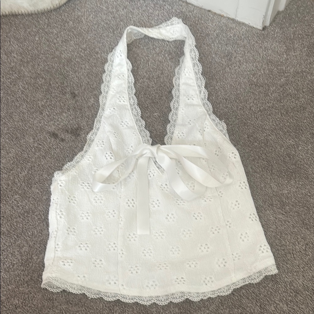 Urban Outfitters White Lace Halter Top